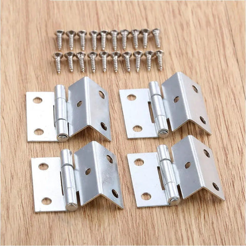 Dope Zinc Alloy Cabinet Hinges Set with Antique Bronze and Silver Finish, Includes 4 Decorative Hinges and 20 Screws, flat view