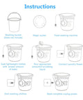 Illustrated instructions for Portable Mini Washing Machine With Ultrasonic Turbine Technology For Travel On The Go Home Campus And Small Spaces Clean Socks And Undies Quietly And Fast Foldable Compact Washer For Camping Apartment Dorm Or Business Trips