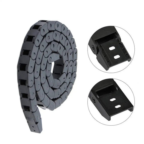 Coiled 10X10mm 1m Black Plastic Flexible Drag Chain Cable Carrier For 3D Printer And CNC Wiring with end connectors shown