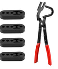 Exhaust Hanger Removal Tool And 4 Hole Rubber Hangers Kit For Cars Trucks with carbon steel pliers and rubber hangers side view