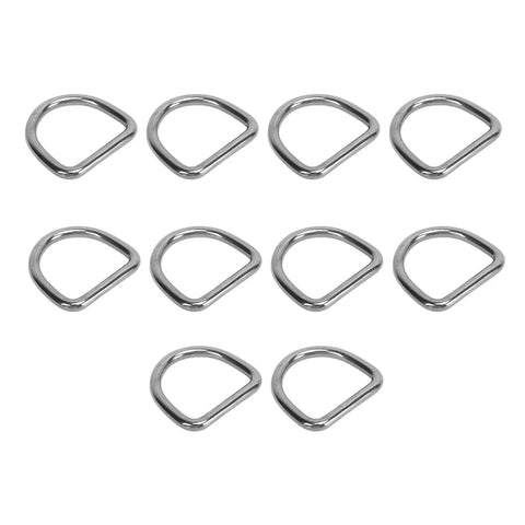 Beefy 316 Stainless Steel D Pull Buckle Set For Saltwater Marine Rigging And Boating Gear, Rugged Hardware Accessories For Ropes Chains And Straps, 10 Piece Pack, eight D-rings