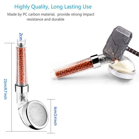 Led Shower Head With Hose And Bracket, High Pressure Handheld Filtration Showerhead With Color Changing Lights, PC carbon material