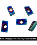 Five carbide inserts for hard, quenched, and stainless steel use in 12Pc APMT1604PDER Carbide Milling Inserts Kit.