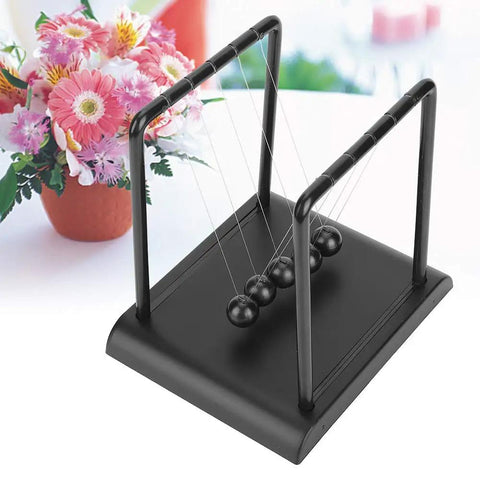 Newtons Cradle Pendulum Desk Toy For Home Office Decor A Real Classic Nerdy Yet Cool Science Showpiece With Durable Steel Balls And Plastic Frame An Educational Physics Toy For Kids And Adults 17.8 x 14.8 x 18 cm.