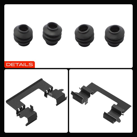 Premium Front Side Disc Brake Hardware Kit For Nissan Titan Armada And Infiniti Qx56 With Reference Number 13496Q Get Your Ride Running Smooth Like Butter Today, black dust boots and spring clips
