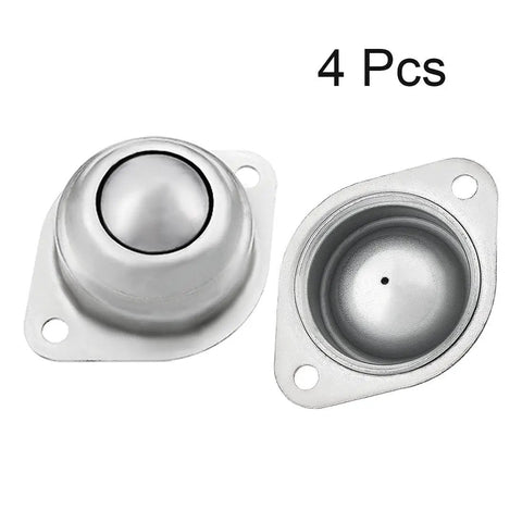 Straight Up Heavy Duty 1 1 4 Inch Ball Transfer Unit With Carbon Steel Housing And Slick Rolling Bearings For Industrial Conveyor Applications 4 Piece Set in silver, showing omnidirectional flange mount rollers.