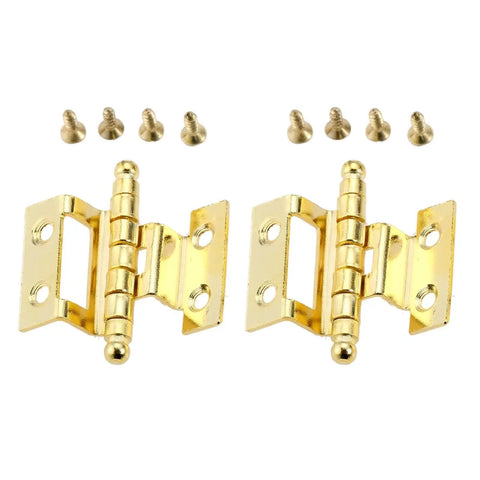 Top Shelf Vintage Gold Cabinet Hinges 2 Pack Badass Zinc Alloy Crown Hardware For Wooden Jewelry Boxes Suitcases. Hinges with screws.