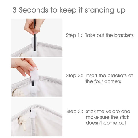 Steps to assemble Stand Up Laundry Hamper With Handles And Built In Liner Two Pack Collapsible Laundry Basket for easy setup.