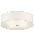 Meridian Collection 4 Light Semi Flush Mount Ceiling Fixture With Off White Fabric Hardback Drum Shade And Brushed Nickel Finish