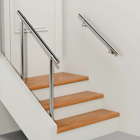 Heavy Duty 3 Ft Industrial Metal Handrail Kit Featuring Solid 304 Stainless Steel Wall Mount Grab Bar for indoor stairs.