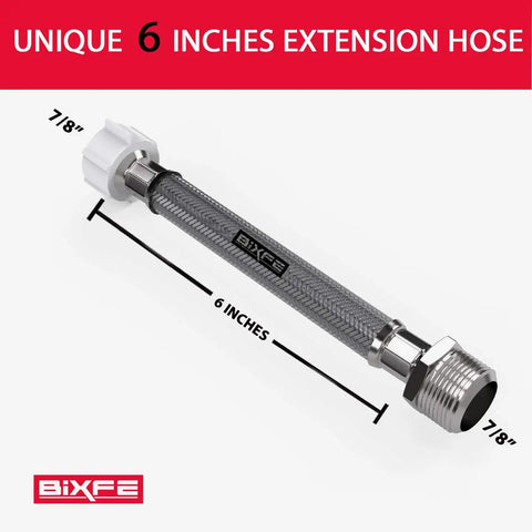 Six Inch Hose Extension For Toilet Bidet Sprayer T Adapter Connection Leaks Stopper With Seven Eighths Inch Male To Female
