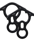 Two 50KN Rescue Figure Belay Devices For Rock Climbing Built Tough With Bent-Ear Descender, 7075 Aluminum Alloy, Black