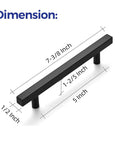 60 Pack Seven And Three Eighths Inch Square Cabinet Pulls in Matte Black Stainless Steel for Kitchen Cabinets, Five Inch Center