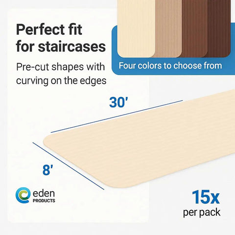 Non Slip Stair Treads for Wooden Steps 8x30 Inch Peel and Stick Indoor Carpet Runner Mats Slip Resistant Backing detail