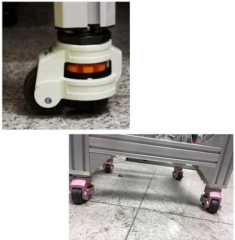 Heavy Duty Industrial Caster Wheels 4 Pack With Adjustable Leveling Feet Non Slip Rubber Swivel Casters for smooth movement.