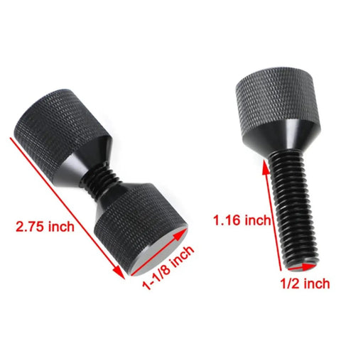 Awesome 4 Piece Solid Aluminum Flange Alignment Pins With Two Holes For Precision Pipe Bolting On 1/2 To 14 Inch Flanges, black, measuring 2.75 inches.