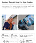 Person showcasing gesture control feature of Scorp Mini 3 Gimbal Stabilizer For Smartphones With AI Tracking on phone.