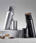 Single Dose Burr Coffee Grinder With Magnetic Dosing Cup Quiet Electric Espresso Grinder For Home Use Compact Anti Static Design 48 mm Conical Burrs on display