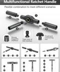 Diagram of Magnetic Ratchet Screwdriver Set With 40 Precision Bits And 42 In 1 DIY Tool Kit displaying flexible handle assembly.
