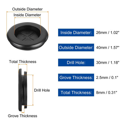 Top Shelf Rubber Grommet Plugs 15 Piece Set Keeps Cable Wiring Slick And Secure 1 Inch Inner Diameter specifications and measurements