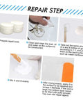 Instructions for using Epoxy Tile Repair Kit for Ceramic and Porcelain, Quick Drying Crack Paste, Two 50g Tubes A and B.