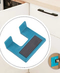 Cabinet Hinge Jig Quick Install Tool For Precise Door Alignment And Jamb Setup, shown in blue with hinge in use inset