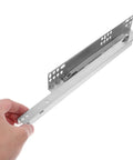 Hand holding Beefy Heavy Duty Drawer Slides With Silent Buffer Function And Cold Rolled Steel Under Mount Rails Easy To Install Drawer Support