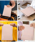 Khaki PE Mailers With Strong Glue And Easy Seal Waterproof Packaging Bags For Clothes And Cosmetics 100 Pack in use