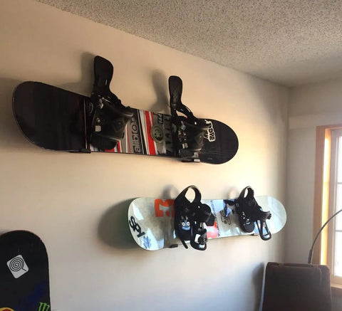 Heavy Duty Snowboard Wall Mount Rack For Garage Organization And Wall Storage with snowboards displayed in minimalist style