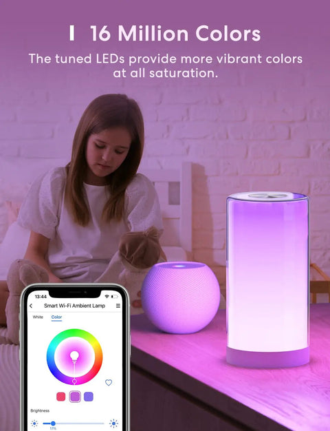Smart Table Lamp With Touch Control, Tunable White And Multi Color Lighting, Works With Siri, Alexa, HomeKit And SmartThings, on desk