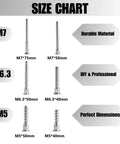 Size chart including Confirmat Screws M6.3 x 50mm 10 Pack Hex Socket Countersunk Self Tapping Wood Fasteners Carbon Steel Zinc Plated