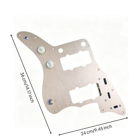 Prewired Pickguard Assembly With Knobs And Toggle Wiring Harness Aluminum Plate Retro Offset Layout For DIY Luthiers Ready To Install Control Panel Scratch Plate Solder Time Saver, 36x24 cm