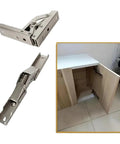 Beefy Heavy Duty Ball Bearing Door Hinges Two Pack With Folding Flat Brackets For Hidden Desk Frames And Cabinets, Stainless Steel All Weather, Smooth Quiet Close, Built To Last installed on cabinet door