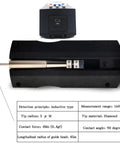 Digital Surface Roughness Tester With Diamond Probe, Profilometer for metal parts, LCD display, 0.025um to 12.5um range, side view.
