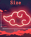 Anime Neon Sign Cloud LED Wall Light With Dimmable USB Power For Bedroom Game Room Man Cave Party Decor Dope Red Cloud Neon Night Light Gift For Son Or Boyfriend 12x7 Inches, showing size dimensions.