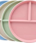 Four Piece Nine Inch Portion Control Divided Plate Set For Adults Three Compartments Stackable And Lightweight Dishwasher Safe Multicolor Beige Blue Green Pink Grab And Go Ready For Everyday Use RVs And Camping