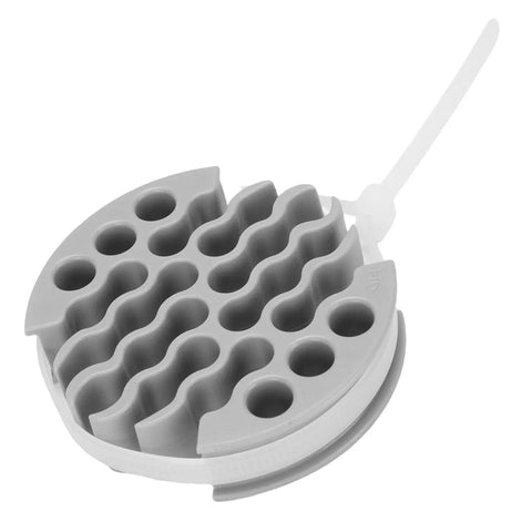 Game Changer 30 Slot Cable Comb Block Tames Wire Chaos And Keeps Cat 6 Rigs Slick And Easy To Trace Without Nasty Knots Grey Stackable Wire Manager angled view showing cable slots.