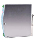Side view of Zero Hassle Ultra Slim Din Rail Switching Power Supply 24V 6.5A 156W Fanless DC Adapter for factory automation.