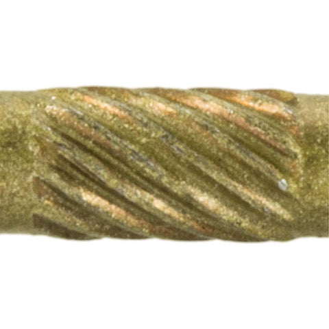 Close-up of Number 10 By 6 Bronze Coated Multipurpose Wood Screws with textured shank for outdoor decks and fencing projects.