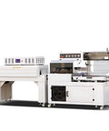 Semi Automatic Heat Shrink Wrapping Machine With PE Film Sealing Tunnel For Tight Seamless Packaging, compact design in white.