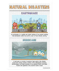Five Natural Disasters Poster Set For Science Classrooms, 12 x 18 Inches Wall Charts For K 12 Teachers, featuring earthquake and hurricane illustrations, Made In USA