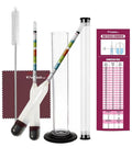 Glass Triple Scale Hydrometer Kit For Testing Specific Gravity Brix And ABV In Wine Beer Mead And Kombucha With Microfiber Cloth And Storage Case Aimed At Homebrew Enthusiasts Of All Skill Levels. Glass hydrometer kit with test jar, microfiber cloth and reading chart