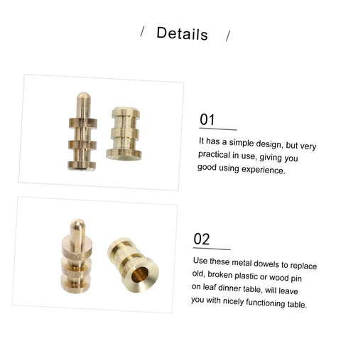 Table Dowel Pin Alignment Kit With 20 Pieces Connectors For Long Lasting Furniture Projects DIY Friendly Pro Grade Metal Dowel Pins For Precise Alignment Easy Fit Durable Table Fasteners For Sturdy Joints And Quick Setup, gold metal dowels close-up
