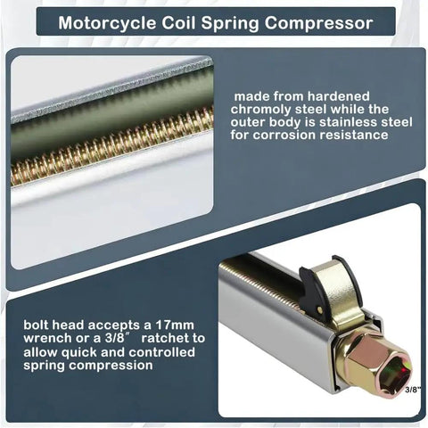 Beefy Rear Shock Spring Compressor Tool For Motorcycles Dirt Bikes And ATVs with chromoly and stainless steel construction