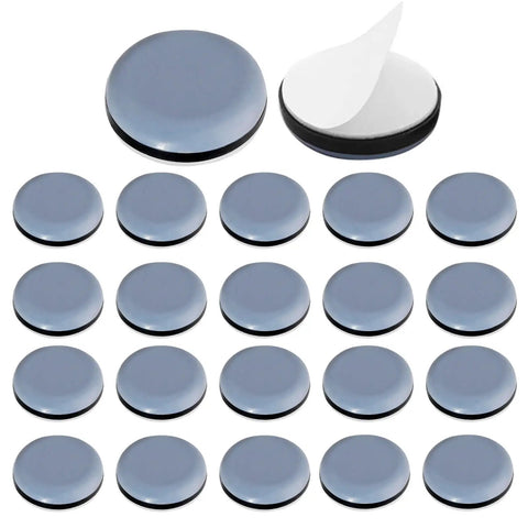 Heavy Duty Ptfe Teflon Furniture Sliders One Inch Thick Glides featuring easy peel and stick mount shown in a 20 piece bulk pack.