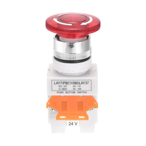 Workhorse 22mm Latching Emergency Stop Push Button Switch With Indicator Light For Industrial Lathe front view