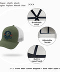 Full Moon USA Flag Statement Hat For Men Trucker Cap Army Green, mesh back, adjustable buckle, breathable design