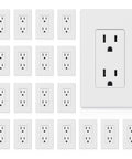 Matte White Decorator Electrical Outlet 15A 125V NEMA 5-15R 2 Pole 3 Wire Non Tamper Resistant Self Grounding Wall Plate Included UL Listed