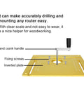 Slick Aluminum Router Table Insert Plate With Precision Center Bushing For Rock Solid Wood Milling And Trimming Heavy Duty Flip Mount Board Fits Like A Glove Standard Router Base Makes Work Easy Set Of Four with hand crank.