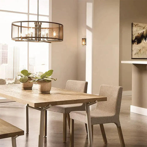 Contemporary dining room with pendant light, fits Dimmable T6 LED Filament Bulbs 8W E12 Candelabra Edison Candle Bulbs 3000K.